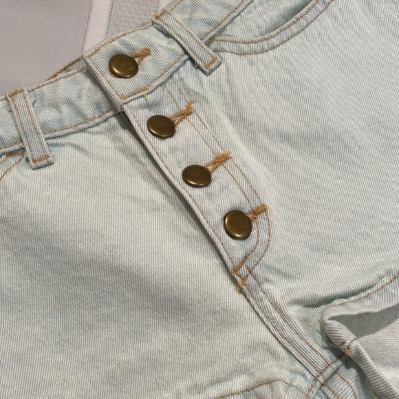 American Apparel Indigo Front Button Jean Shorts - Picture 3 of 5